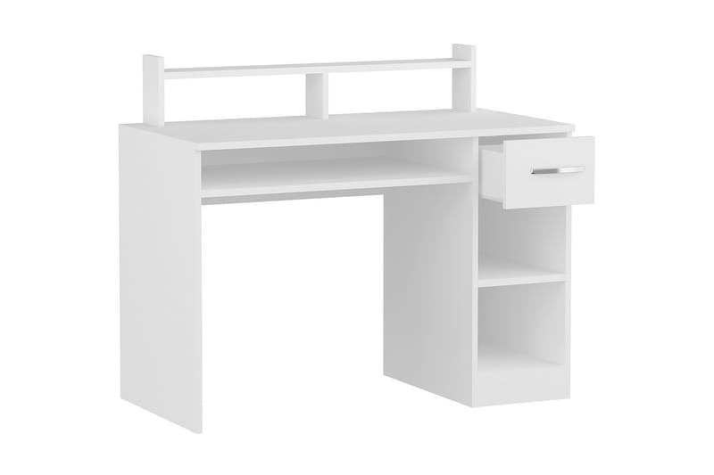 Skrivbord Eslemez 120 cm med Förvaring Låda + Hyllor - Vit - Skrivbord - Datorbord