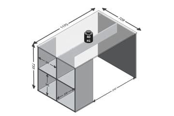 Skrivbord Evania 117 cm med Förvaring Hyllor - Betonggrå - Möbler - Bord & matgrupp - Kontorsbord - Skrivbord