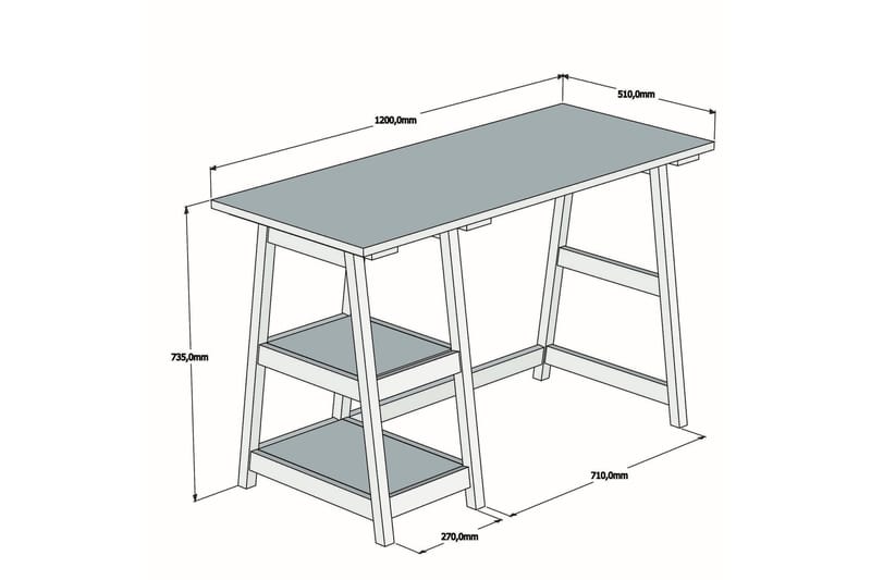 Skrivbord Fatimah 120 cm med Förvaring 2 Hyllor - Ljus Trä - Möbler - Bord & matgrupp - Kontorsbord - Skrivbord