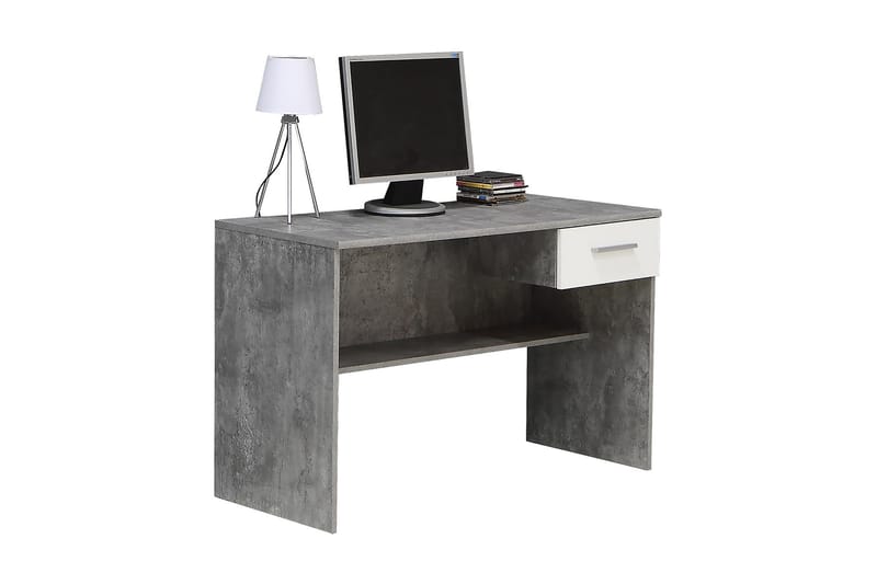 Skrivbord Ferril 110 cm med Förvaring Låda - Grå/Vit - Skrivbord - Datorbord