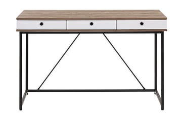 Skrivbord Flempton 120 cm med Förvaring 3 Lådor - Ljusbrun/Vit/Svart - Möbler - Bord & matgrupp - Kontorsbord - Skrivbord