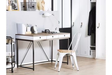 Skrivbord Flempton 120 cm med Förvaring 3 Lådor - Ljusbrun/Vit/Svart - Möbler - Bord & matgrupp - Kontorsbord - Skrivbord