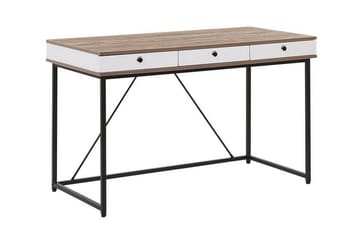 Skrivbord Flempton 120 cm med Förvaring 3 Lådor - Ljusbrun/Vit/Svart - Möbler - Bord & matgrupp - Kontorsbord - Skrivbord