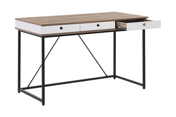 Skrivbord Flempton 120 cm med Förvaring 3 Lådor - Ljusbrun/Vit/Svart - Möbler - Bord & matgrupp - Kontorsbord - Skrivbord