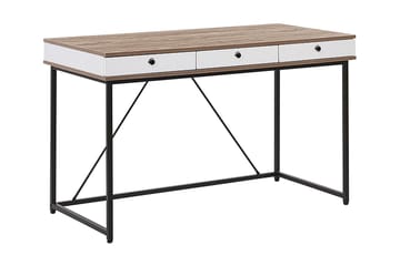 Skrivbord Flempton 120 cm med Förvaring 3 Lådor - Ljusbrun/Vit/Svart - Möbler - Bord & matgrupp - Kontorsbord - Skrivbord