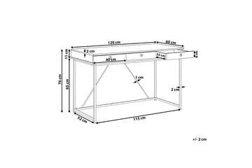 Skrivbord Flempton 120 cm med Förvaring 3 Lådor - Ljusbrun/Vit/Svart - Möbler - Bord & matgrupp - Kontorsbord - Skrivbord