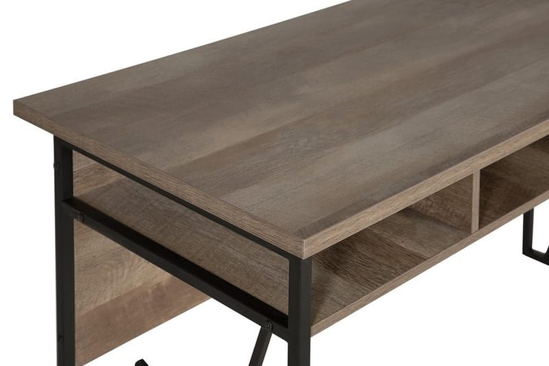 Skrivbord Forrieres 120 cm med Förvaring Hylla - Mörkbrun/Svart - Skrivbord - Datorbord