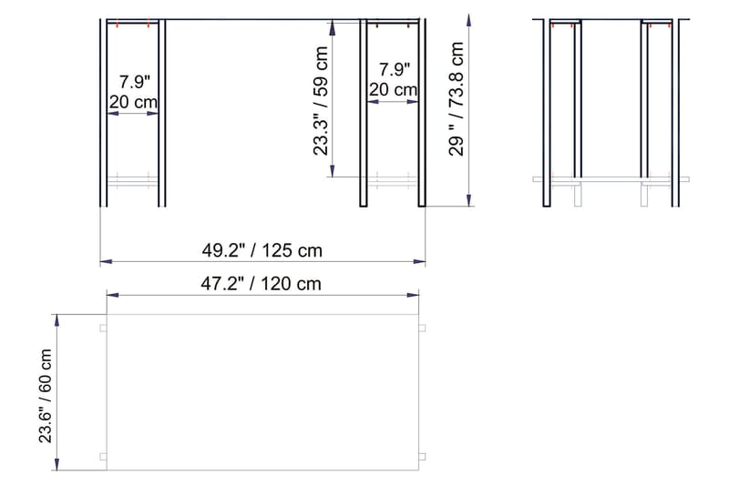 Skrivbord Froarp 125 cm med Förvaring 2 Hyllor Marmormönster - Grå - Skrivbord - Datorbord