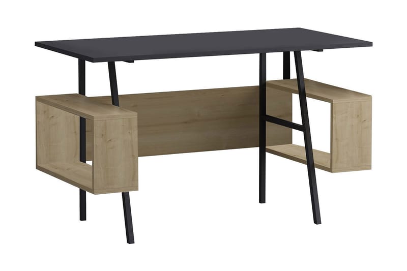 Skrivbord Furesta 120x73,8x120 cm med förvaring - Grå/Brun - Skrivbord - Datorbord