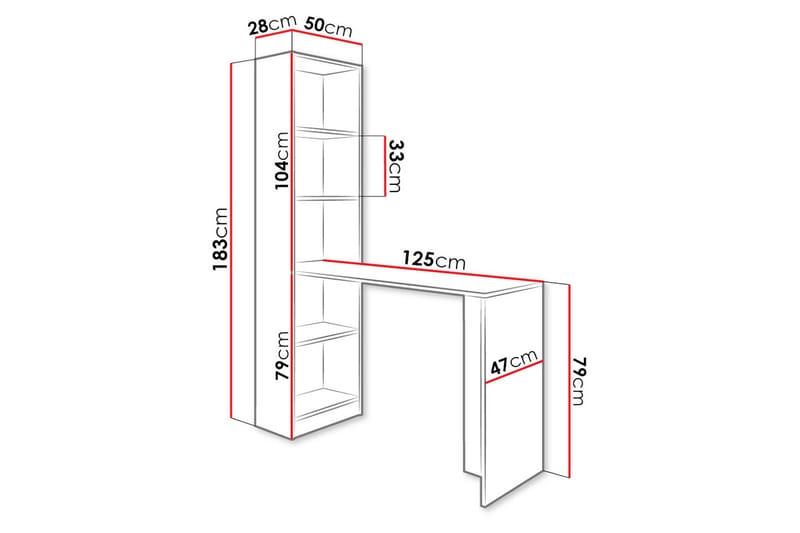 Skrivbord Gdeide 50x125 cm - Brun - Möbler - Bord & matgrupp - Kontorsbord - Skrivbord