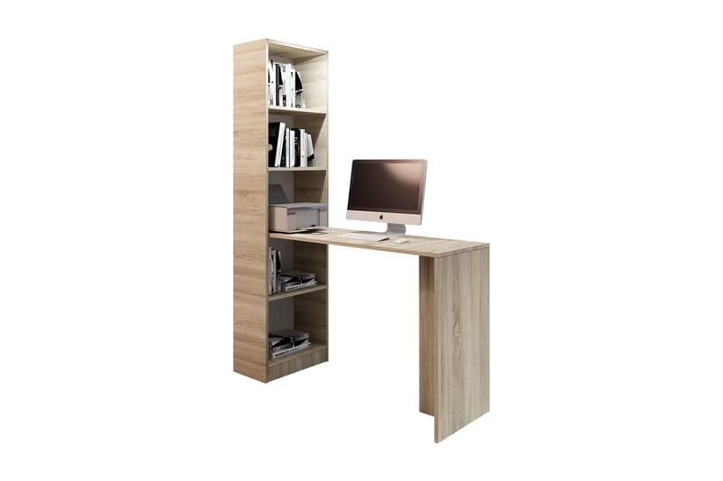 Skrivbord Gridia 125 cm med Förvaring Hylla - Ekfärg/Beige - Möbler - Bord & matgrupp - Kontorsbord - Skrivbord