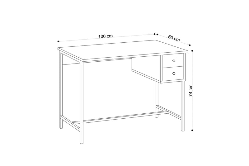 Skrivbord Grunnarp 100 cm med Förvaring 2 Lådor - Natur/Svart - Skrivbord - Datorbord