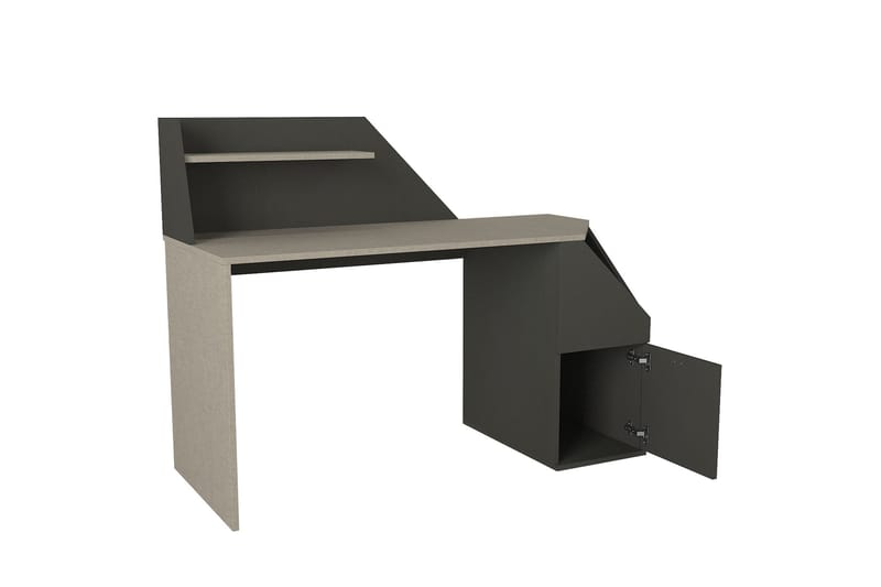 Skrivbord Gustow 140 cm med Förvaring Hyllor + Skåp - Antracit - Skrivbord - Datorbord