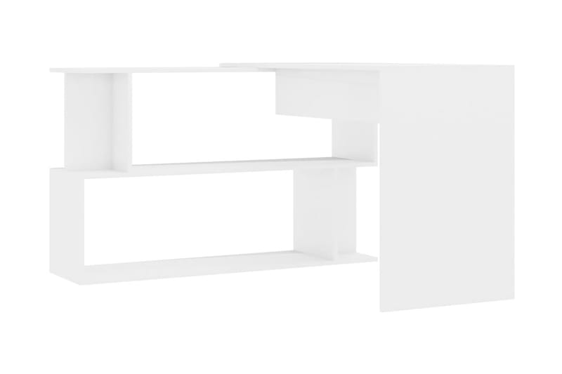 Skrivbord hörn vit högglans 200x50x76 cm spånskiva - Vit - Hörnskrivbord