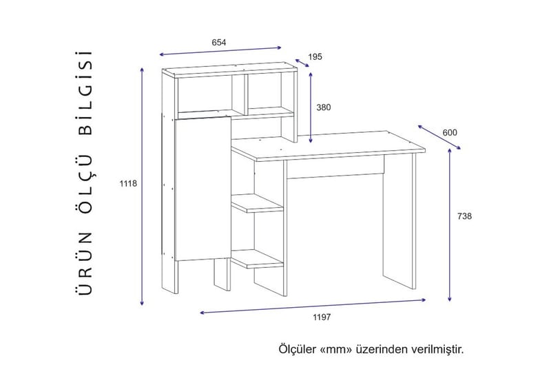 Skrivbord Halse 120 cm med Förvaring Hylla - Ekfärg - Skrivbord - Datorbord
