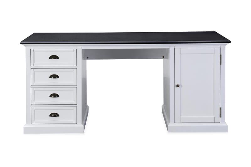 Skrivbord Hampton 170 cm med Förvaring 4 Lådor + Skåp - Vit/Svart - Skrivbord - Datorbord