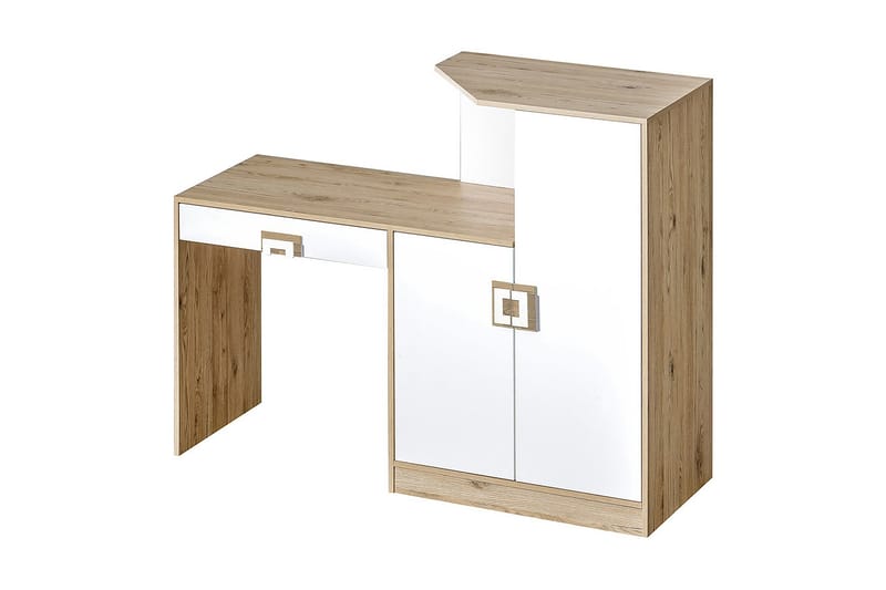 Skrivbord Hermanboda 150 cm med Förvaring Låda + Skåp - Beige/Vit - Skrivbord - Datorbord