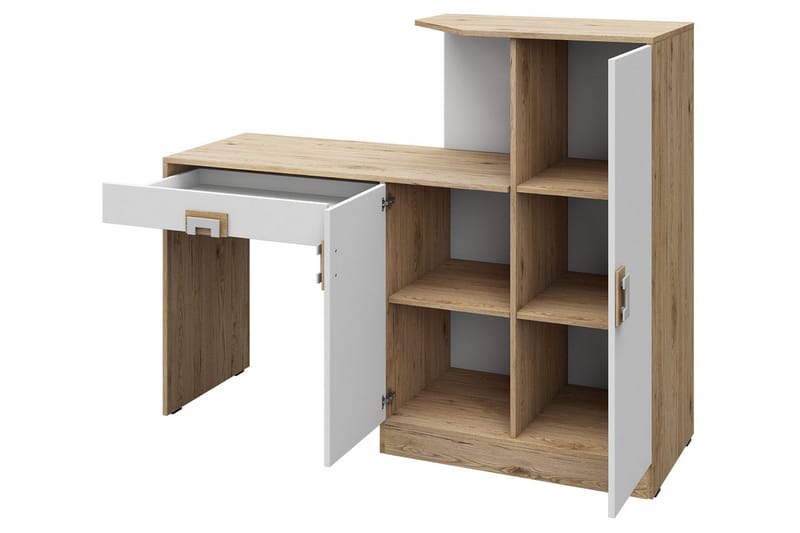 Skrivbord Hermanboda 150 cm med Förvaring Låda + Skåp - Beige/Vit - Möbler - Bord & matgrupp - Kontorsbord - Skrivbord