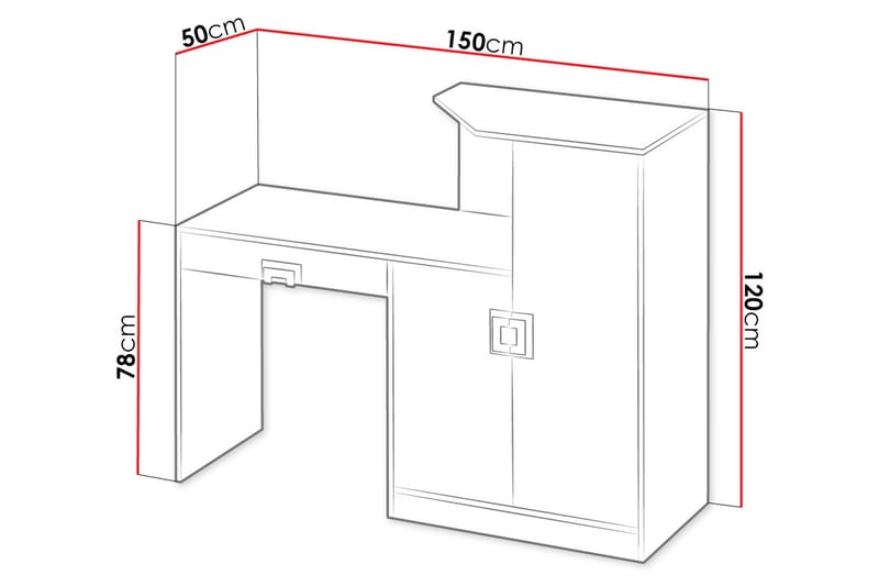 Skrivbord Hermanboda 150 cm med Förvaring Låda + Skåp - Beige/Vit - Möbler - Bord & matgrupp - Kontorsbord - Skrivbord