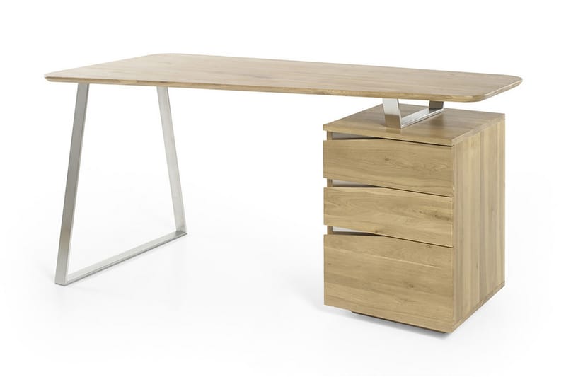 Skrivbord Hilana 150 cm med Förvaring 3 Lådor - Massiv Ek - Skrivbord - Datorbord