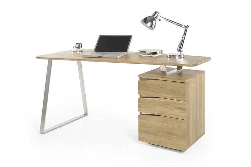 Skrivbord Hilana 150 cm med Förvaring 3 Lådor - Massiv Ek - Skrivbord - Datorbord