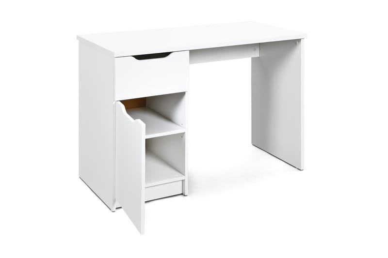 Skrivbord Hilbre 115 cm med Förvaring Låda + Skåp - Vit - Möbler - Bord & matgrupp - Kontorsbord - Skrivbord