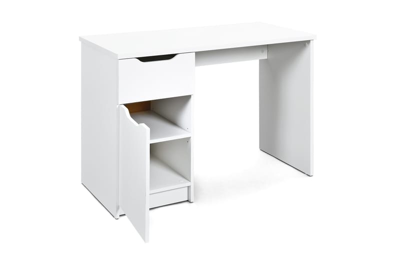 Skrivbord Hilbre 115 cm med Förvaring Låda + Skåp - Vit - Skrivbord - Datorbord
