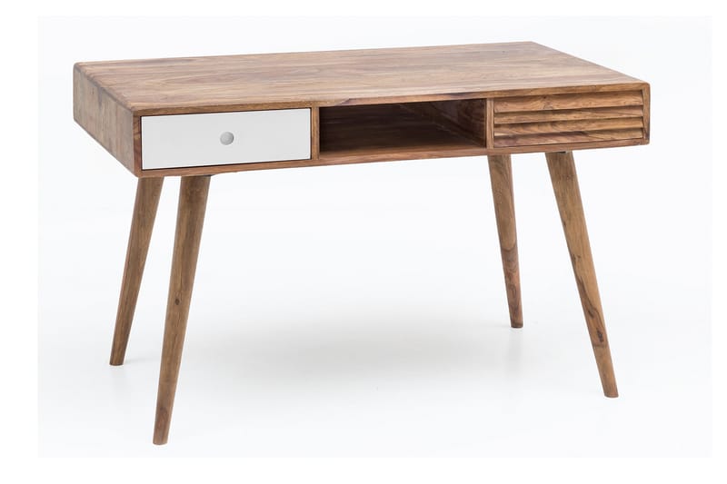 Skrivbord Hongsermeier 117 cm med Förvaring 2 Lådor + Hylla - Trä/natur - Skrivbord - Datorbord
