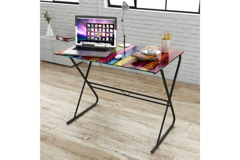Skrivbord i glas med regnbågsdesign - Flerfärgad - Skrivbord - Datorbord