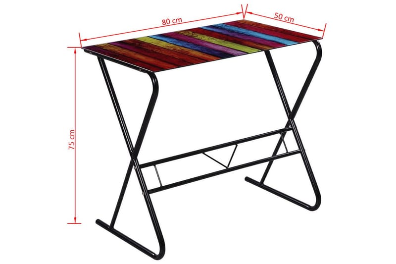 Skrivbord i glas med regnbågsdesign - Flerfärgad - Skrivbord - Datorbord