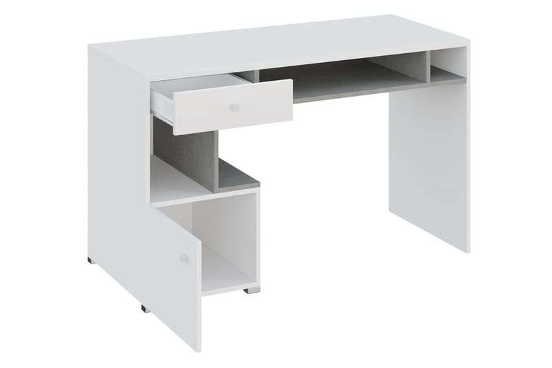 Skrivbord Indora 125 cm - Grå/Vit/Natur - Skrivbord - Datorbord