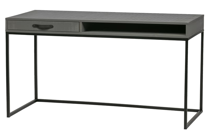 Skrivbord Janey 130 cm med Förvaring Låda + Hylla - Grå/Svart - Skrivbord - Datorbord