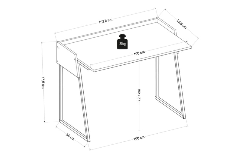 Skrivbord Kanisha 103,6x77,5x103,6 cm - Vit - Skrivbord - Datorbord