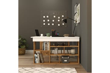 Skrivbord Karron 129 cm - Natur/Vit - Möbler - Bord & matgrupp - Kontorsbord - Skrivbord