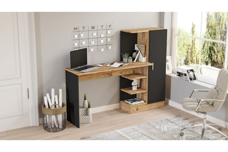 Skrivbord Karron 152 cm - Natur/Svart - Skrivbord - Datorbord