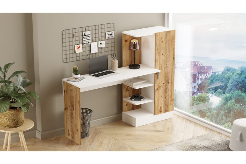 Skrivbord Karron 152 cm - Natur/Vit - Möbler - Bord & matgrupp - Kontorsbord - Skrivbord