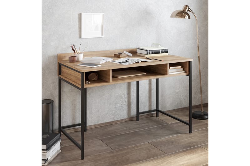 Skrivbord Kerkejaure 120 cm med Förvaring Hyllor - Svart - Skrivbord - Datorbord