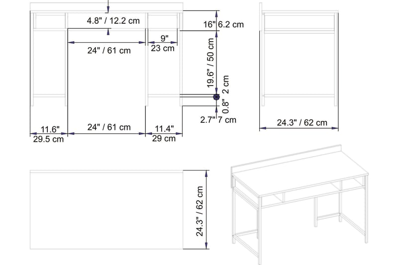 Skrivbord Kerkejaure 120 cm med Förvaring Hyllor - Svart - Möbler - Bord & matgrupp - Kontorsbord - Skrivbord