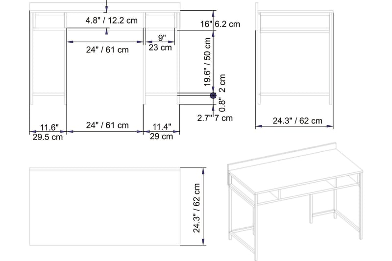 Skrivbord Kerkejaure 120 cm med Förvaring Hyllor - Svart - Skrivbord - Datorbord