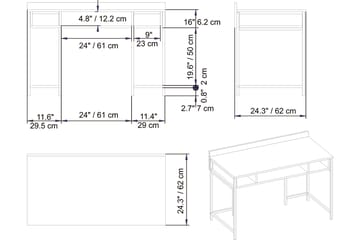 Skrivbord Kerkejaure 120 cm med Förvaring Hyllor - Vit - Möbler - Bord & matgrupp - Kontorsbord - Skrivbord