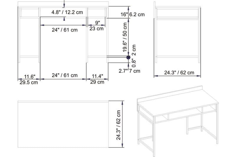 Skrivbord Kerkejaure 120 cm med Förvaring Hyllor - Vit - Skrivbord - Datorbord