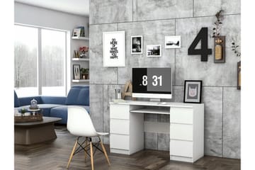 Skrivbord Kublis 130 cm med Förvaring Lådor - Grå/Vit - Möbler - Bord & matgrupp - Kontorsbord - Skrivbord