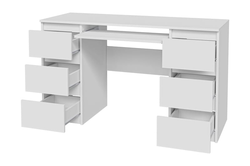 Skrivbord Kublis 130 cm med Förvaring Lådor, Grå/Vit