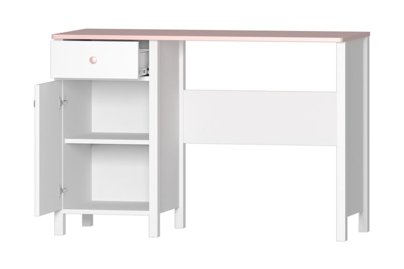 Skrivbord Laber 110 cm med Förvaring Låda + Skåp - Vit/Rosa - Skrivbord - Datorbord