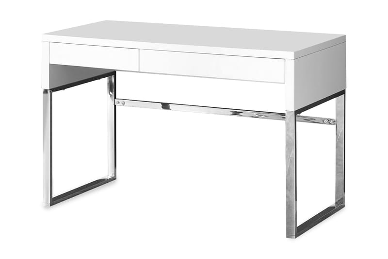 Skrivbord Lakendra 120 cm med Förvaring Lådor - Vit/Krom - Skrivbord - Datorbord