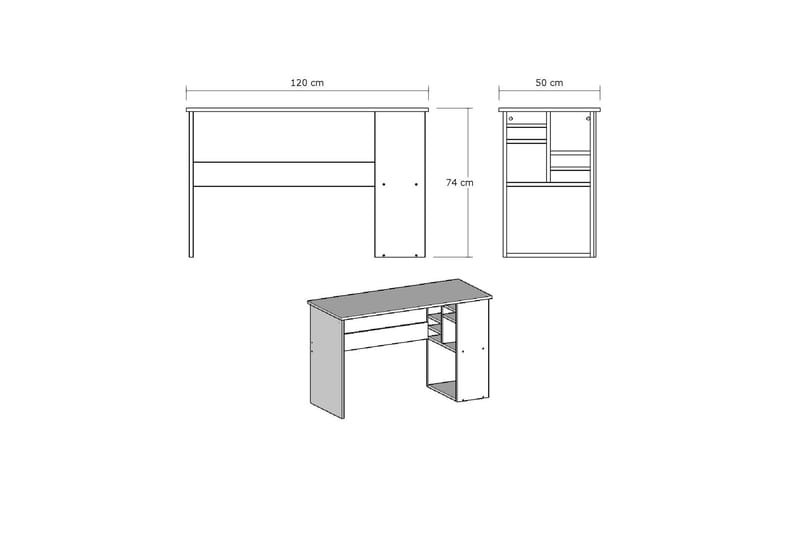 Skrivbord Lalenius 120 cm med Förvaring Hyllor - Vit - Skrivbord - Datorbord
