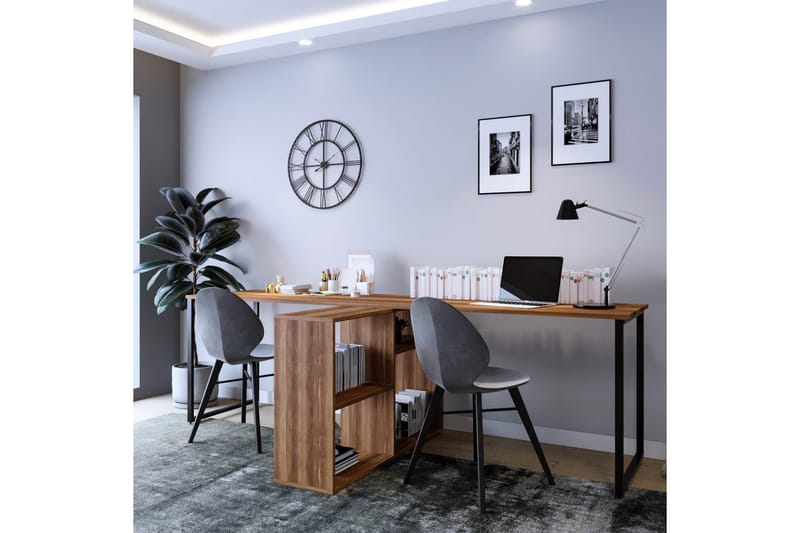 Skrivbord Lilya 240x72x240 cm - Brun - Möbler - Bord & matgrupp - Kontorsbord - Skrivbord