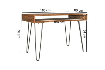 Skrivbord Lochside 110 cm med Förvaring Hylla - Massivt Trä/Svart - Möbler - Bord & matgrupp - Kontorsbord - Skrivbord