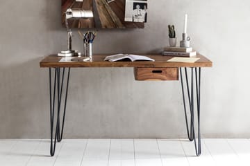 Skrivbord Lochside 130 cm med Förvaring Låda - Massivt Trä/Svart - Möbler - Bord & matgrupp - Kontorsbord - Skrivbord