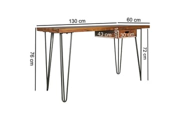 Skrivbord Lochside 130 cm med Förvaring Låda - Massivt Trä/Svart - Möbler - Bord & matgrupp - Kontorsbord - Skrivbord